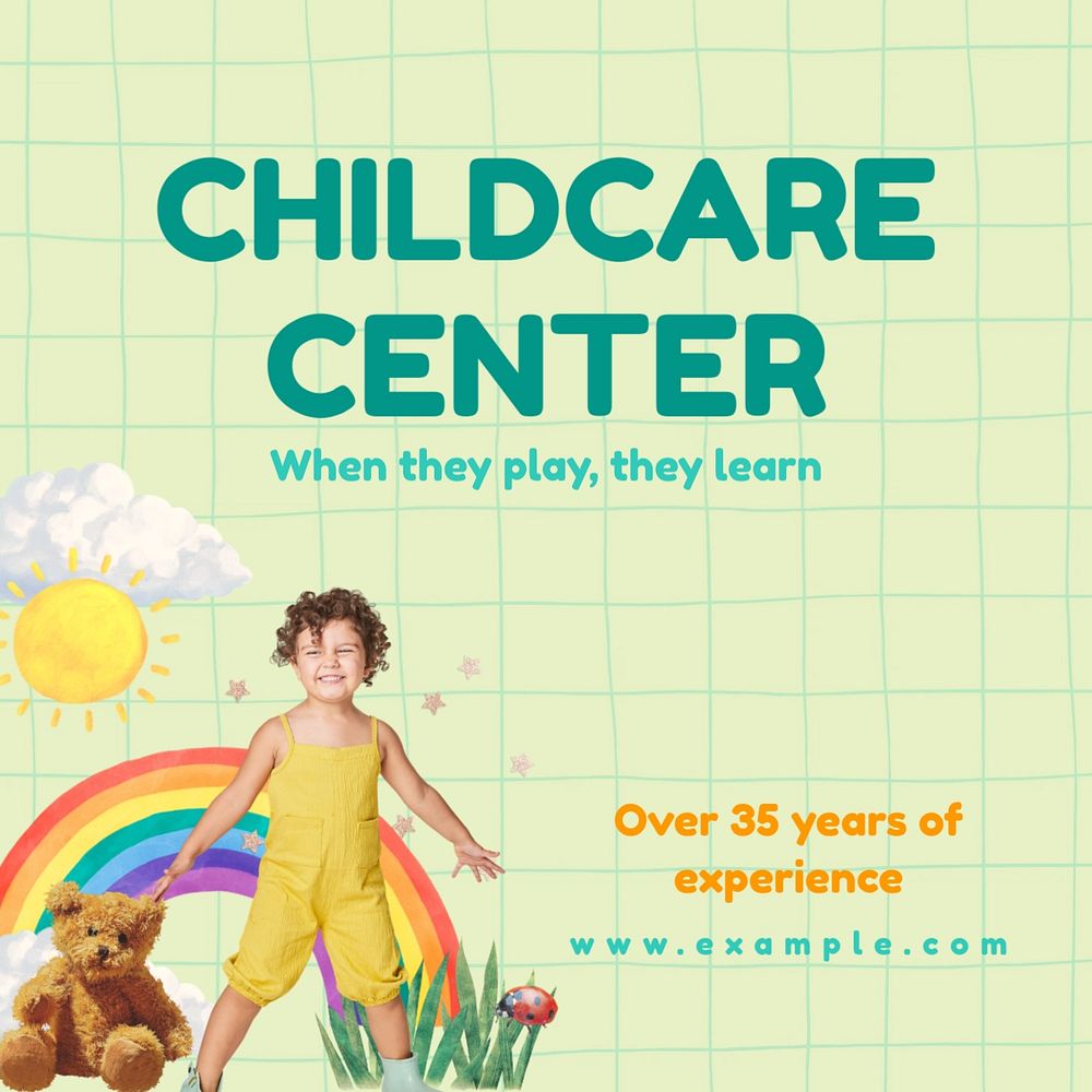 Childcare center Instagram post template, editable design