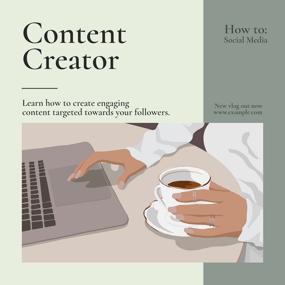 Content creator Instagram post template, editable social media ad