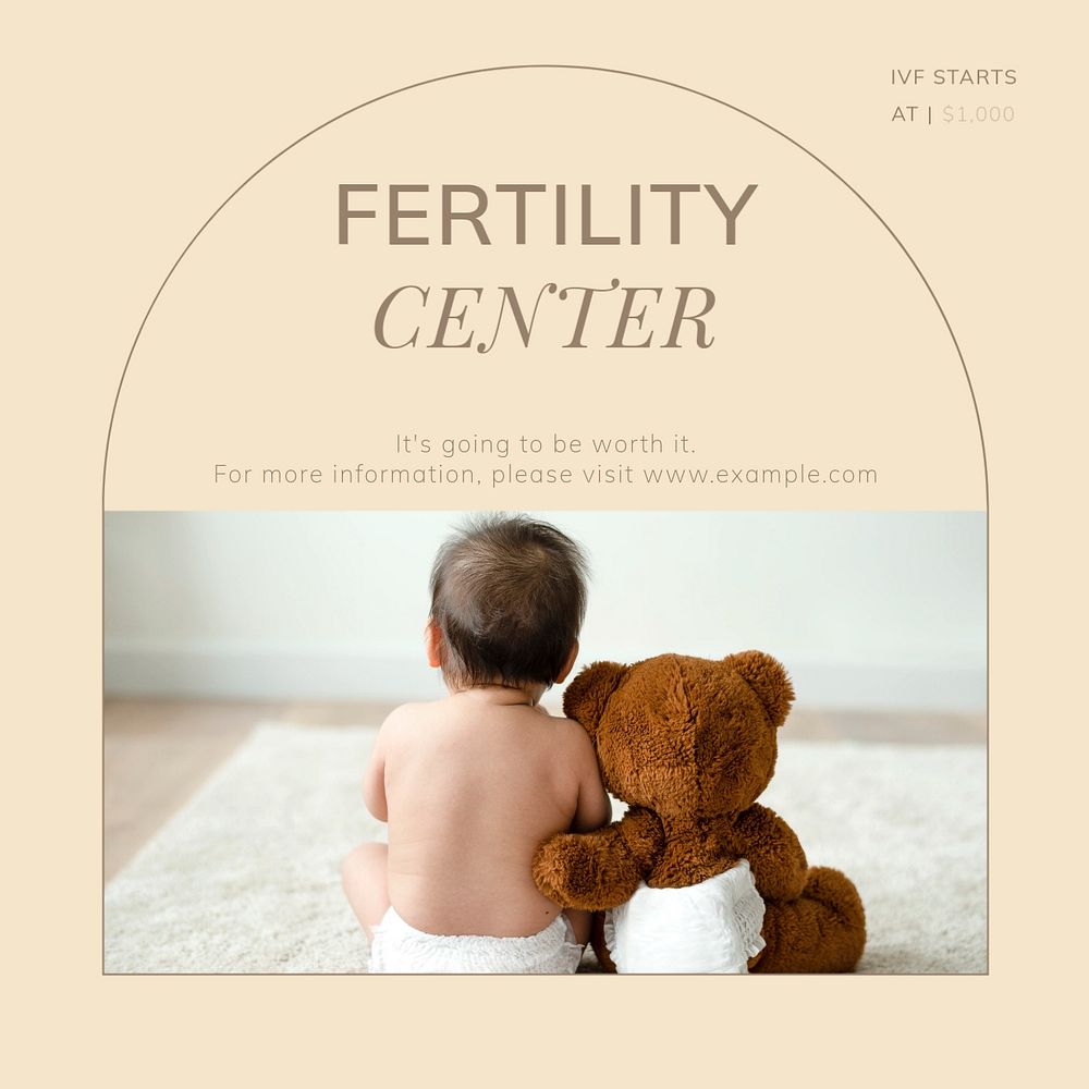 Fertility center Instagram post template, editable social media ad