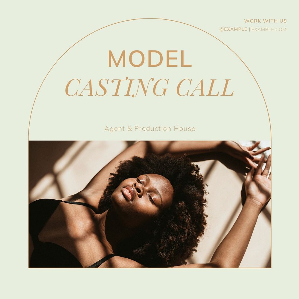 Model casting call Instagram post template, editable social media ad