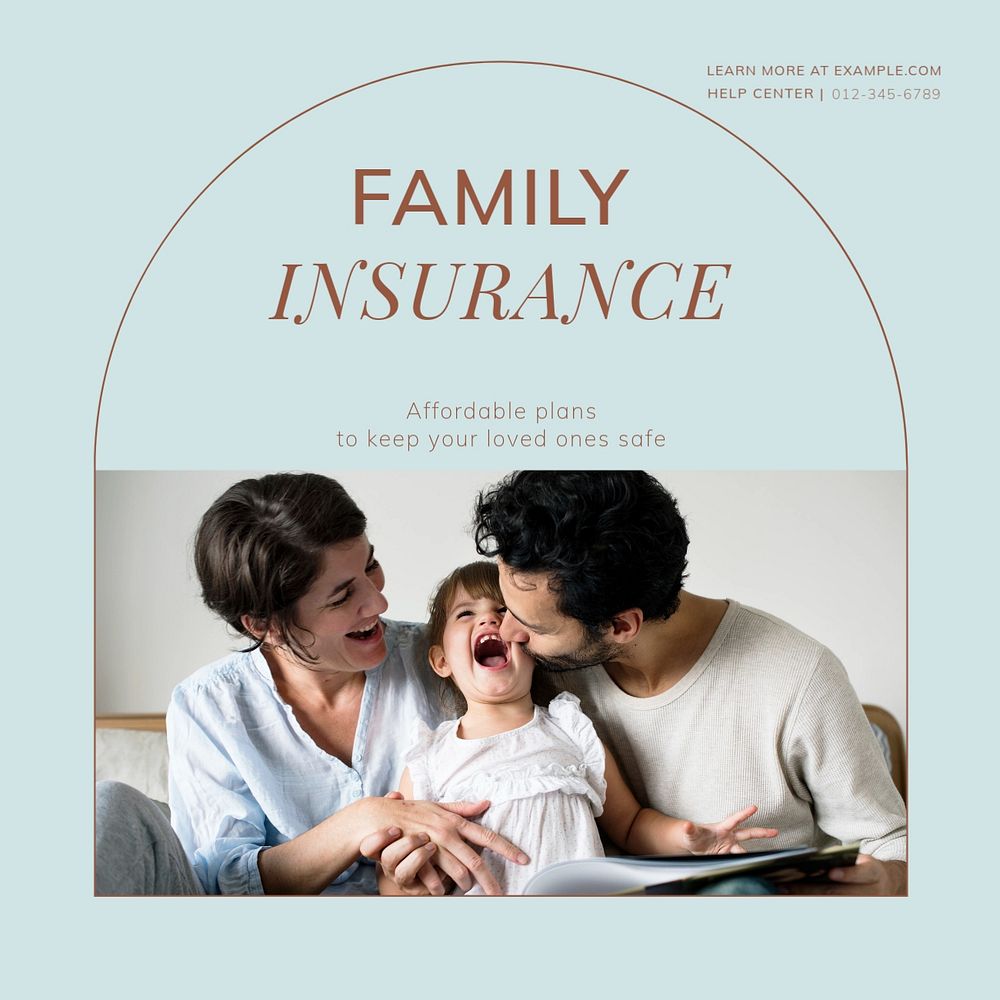 Family insurance Instagram post template, editable social media ad