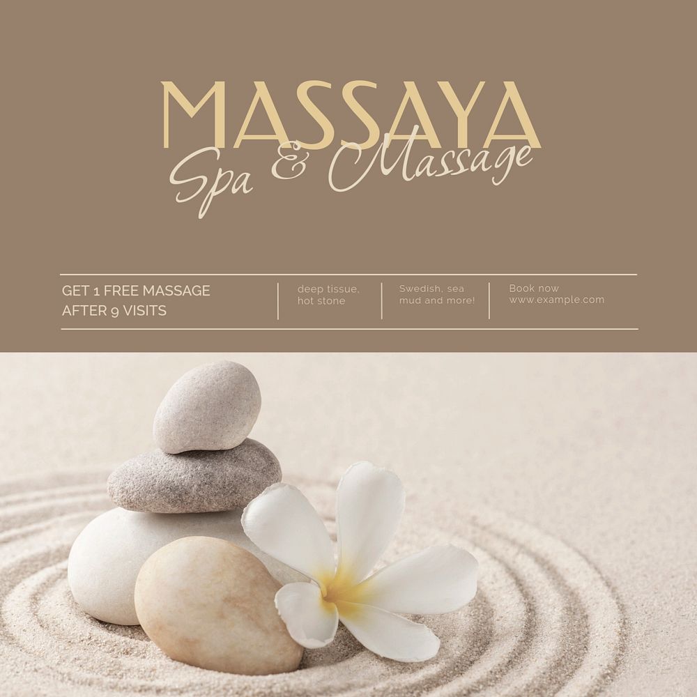 Massage Instagram post template, editable social media ad