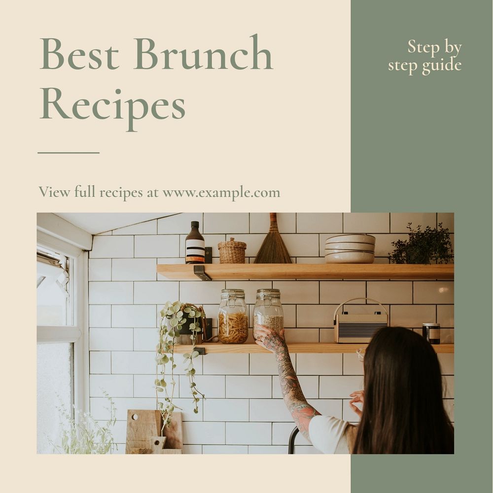 Brunch recipes Instagram post template, editable social media ad