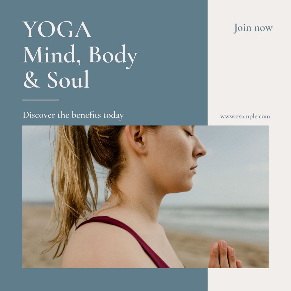 Yoga class Instagram post template, editable social media ad