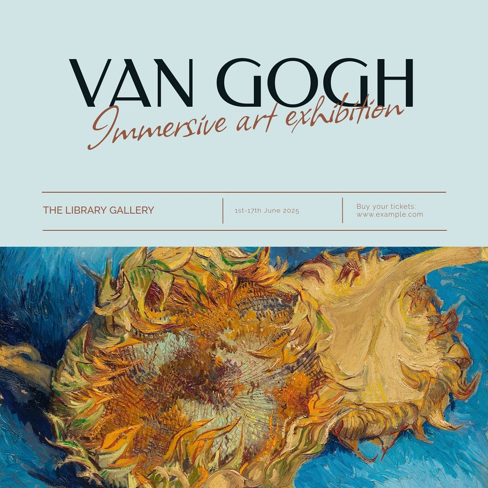 Van Gogh exhibition Instagram post template, editable social media ad