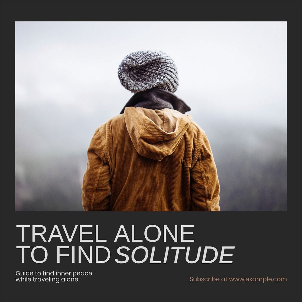 Travel alone Instagram post template, editable social media ad