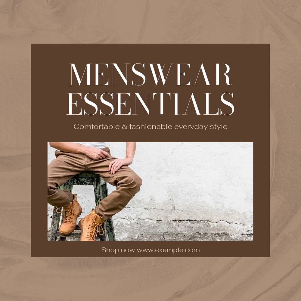 Men's wear essentials Instagram post template, editable social media ad