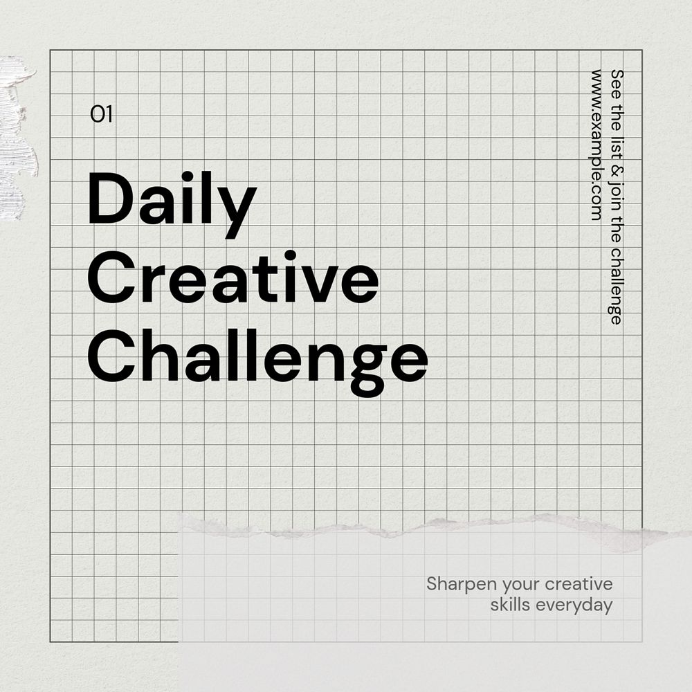 Creative challenge Instagram post template, editable text