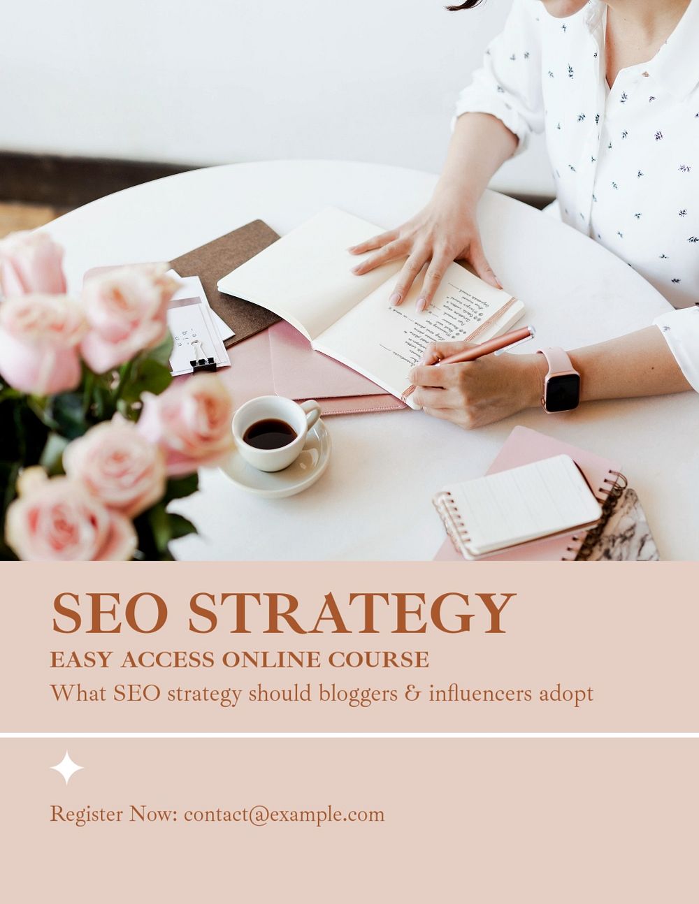 SEO strategy course flyer template, editable ad