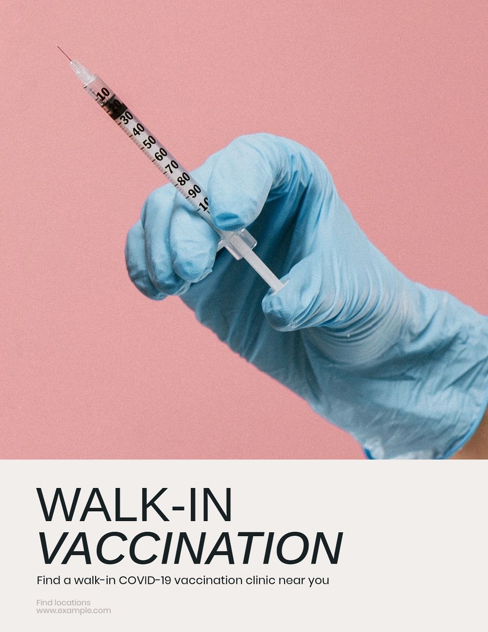 Walk-in vaccination flyer template, editable ad