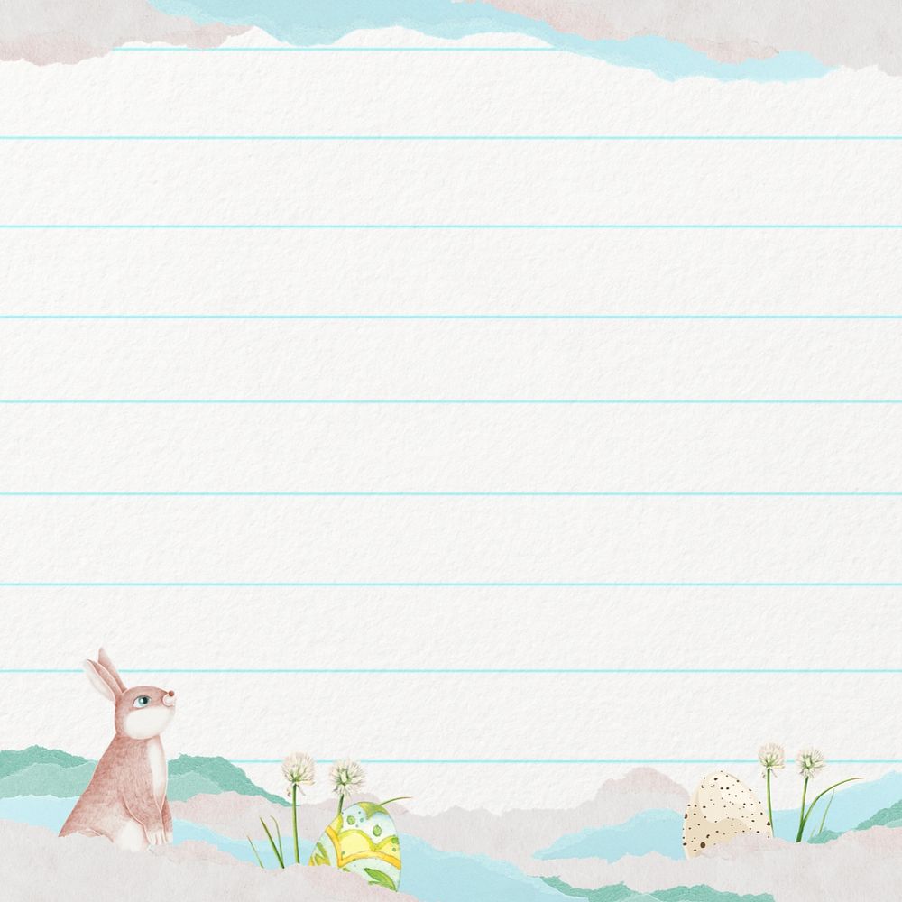 Easter bunny border background, paper textured, editable design