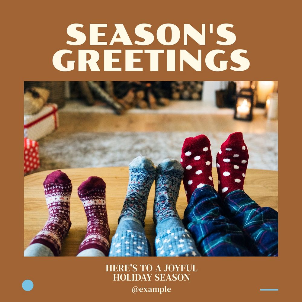 Season's greetings Facebook post template, editable social media ad