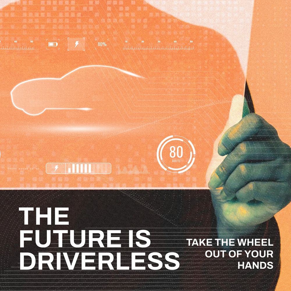 Driverless cars Instagram post template, editable text