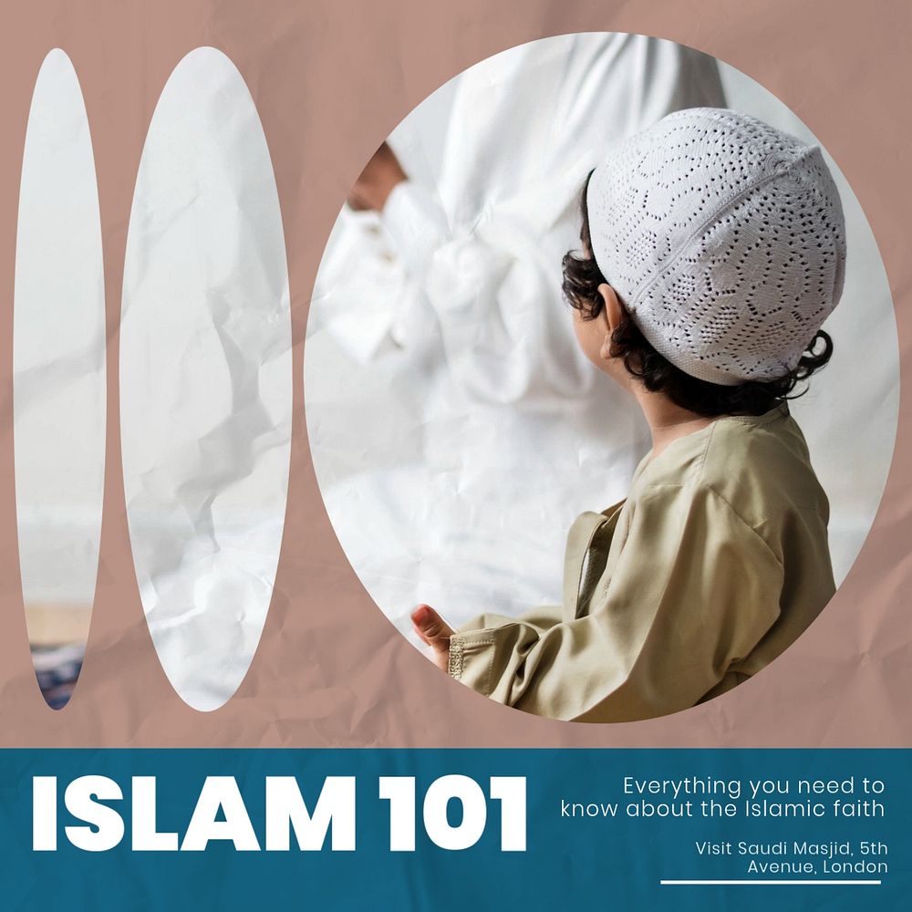 Islam 101 Facebook post template, editable social media ad