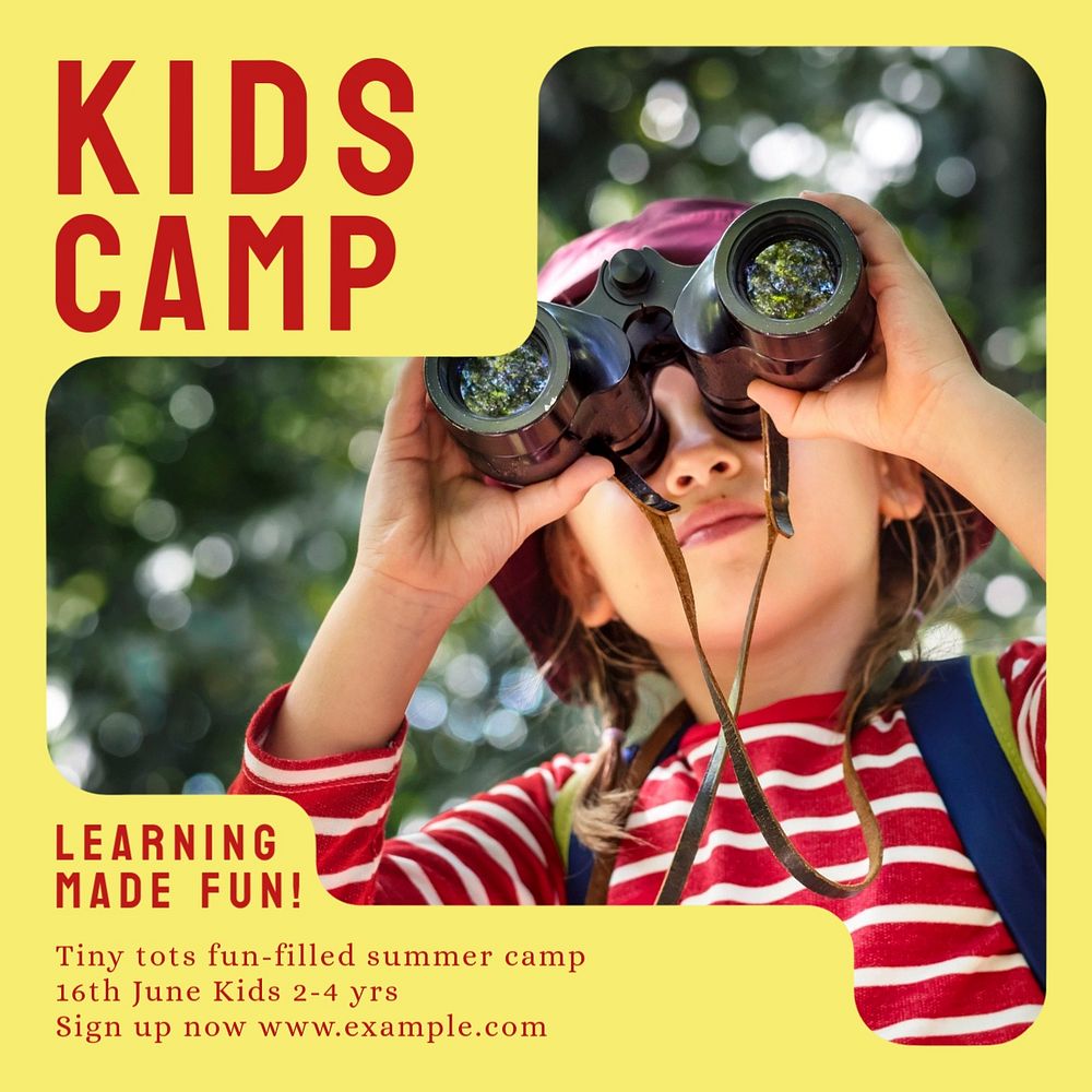 Kids camp Facebook post template, editable social media ad