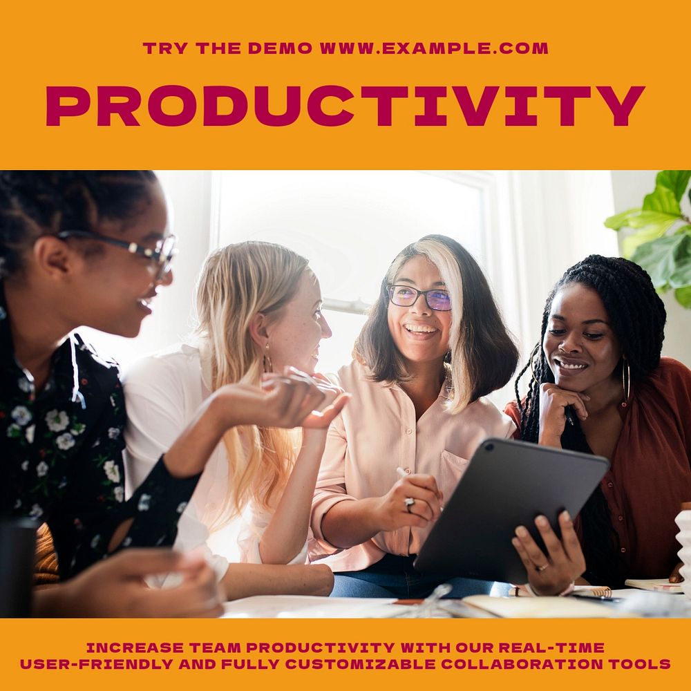 Team productivity Facebook post template, editable social media ad