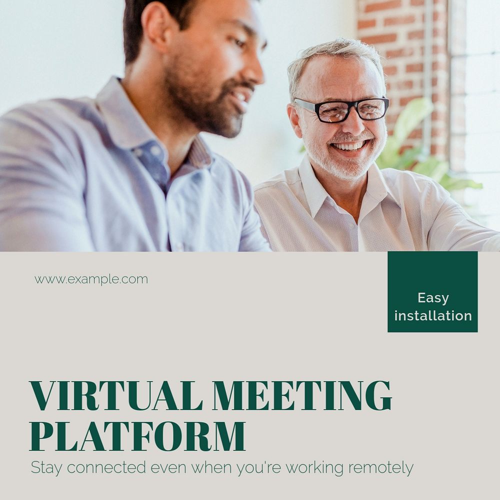 Virtual meeting platform Facebook post template, editable social media ad