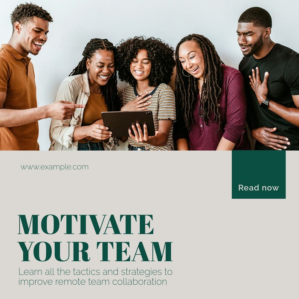 Motivate your team Facebook post template, editable social media ad