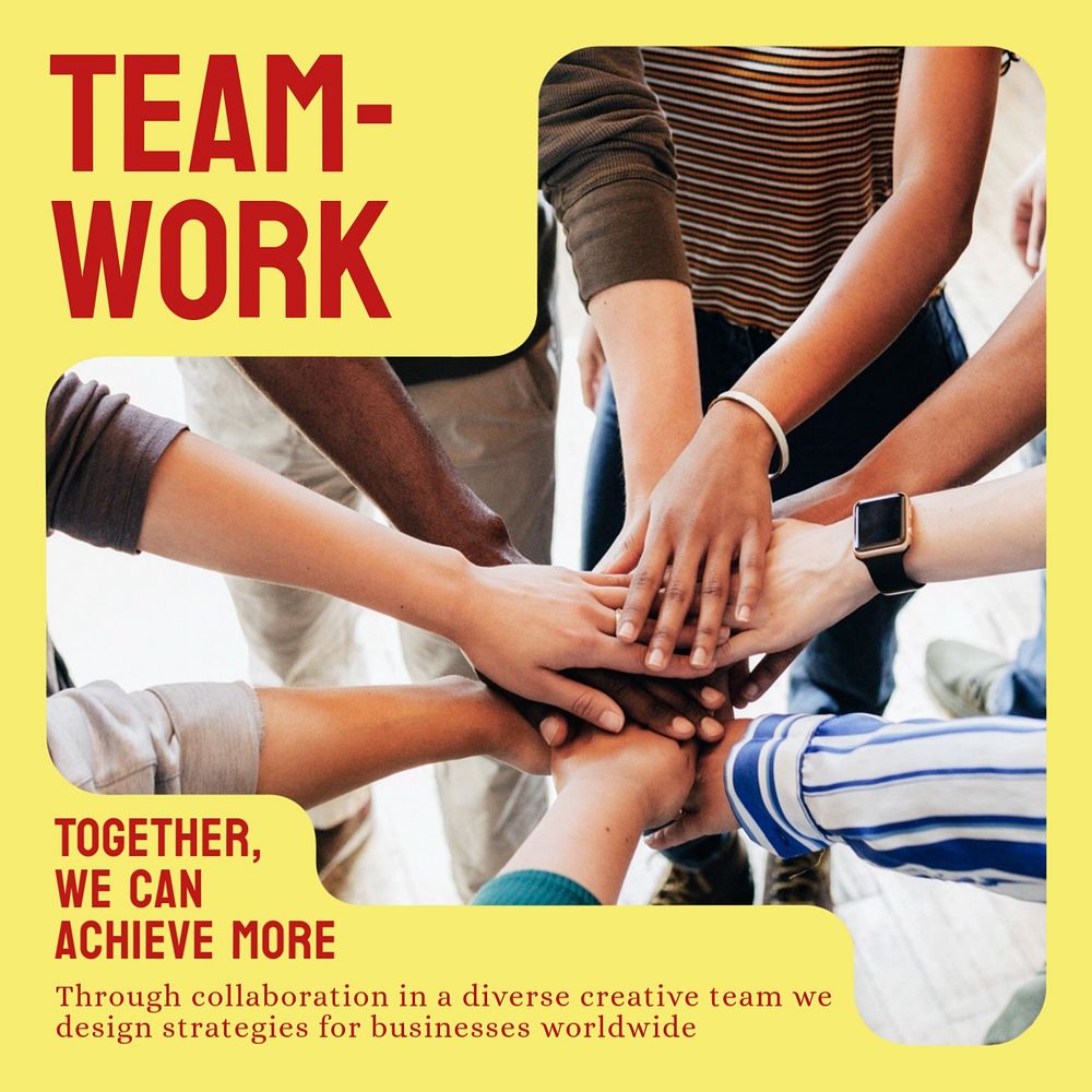 Teamwork Facebook post template, editable social media ad