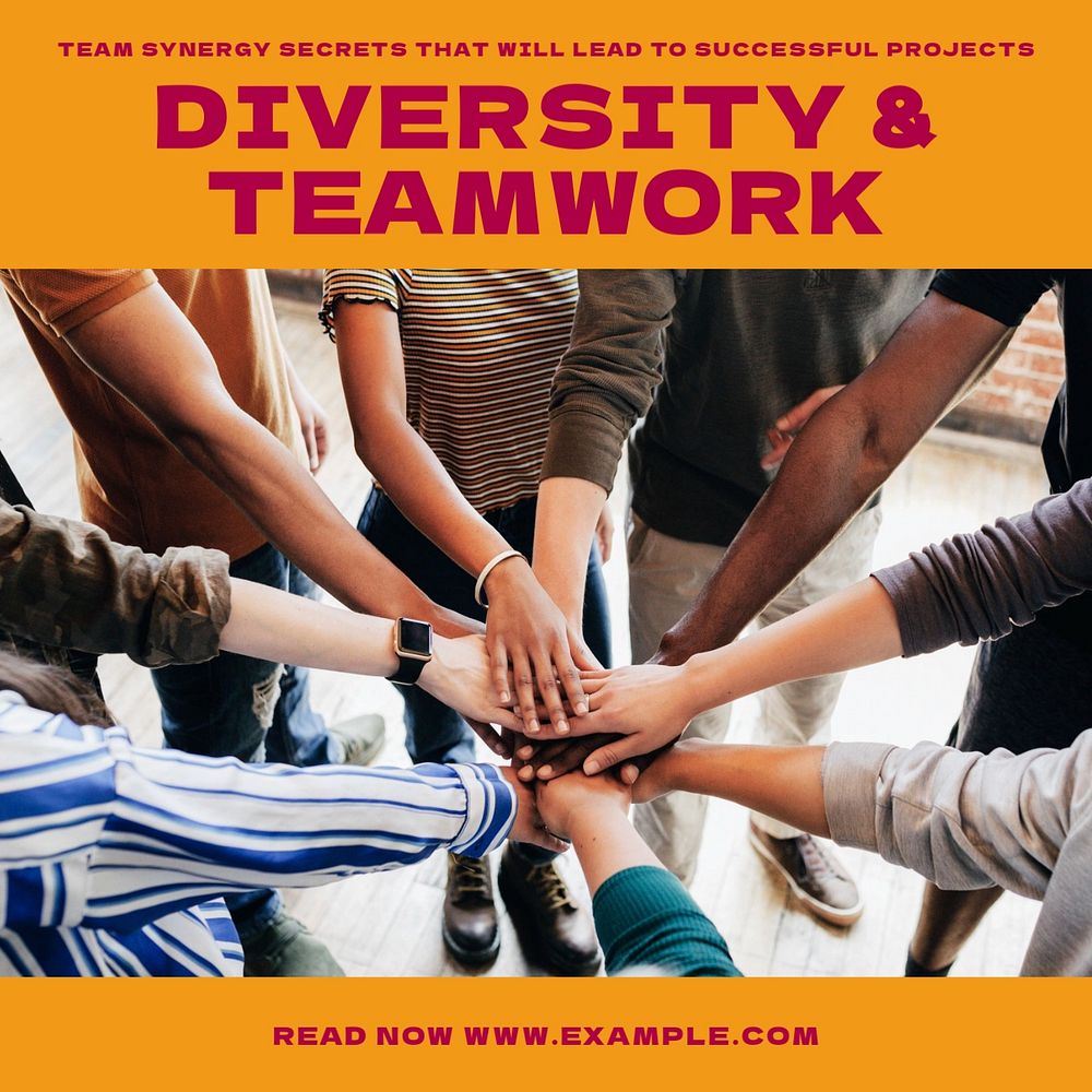 Diversity work teamwork Facebook post template, editable social media ad