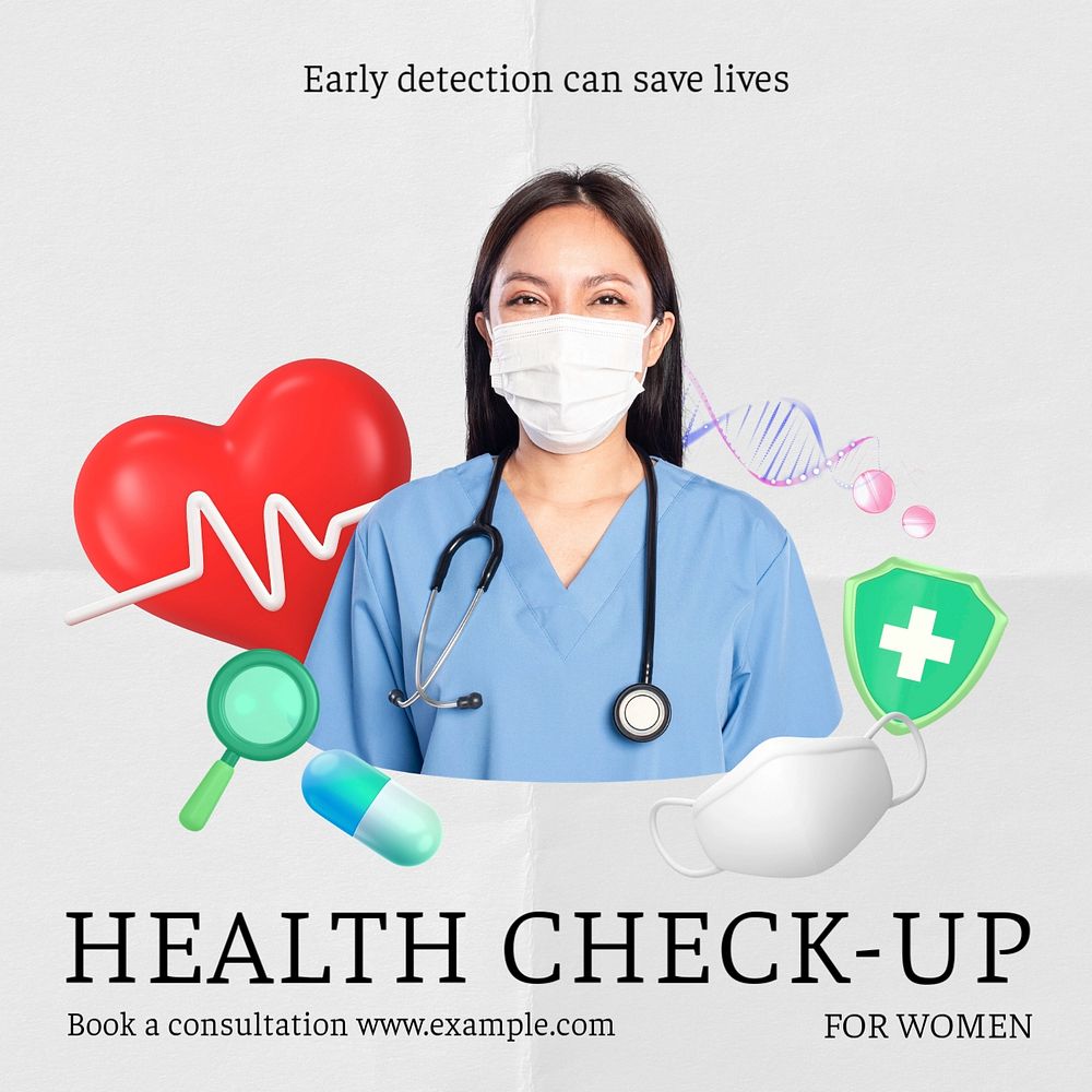 Health check-up Facebook post template, editable design