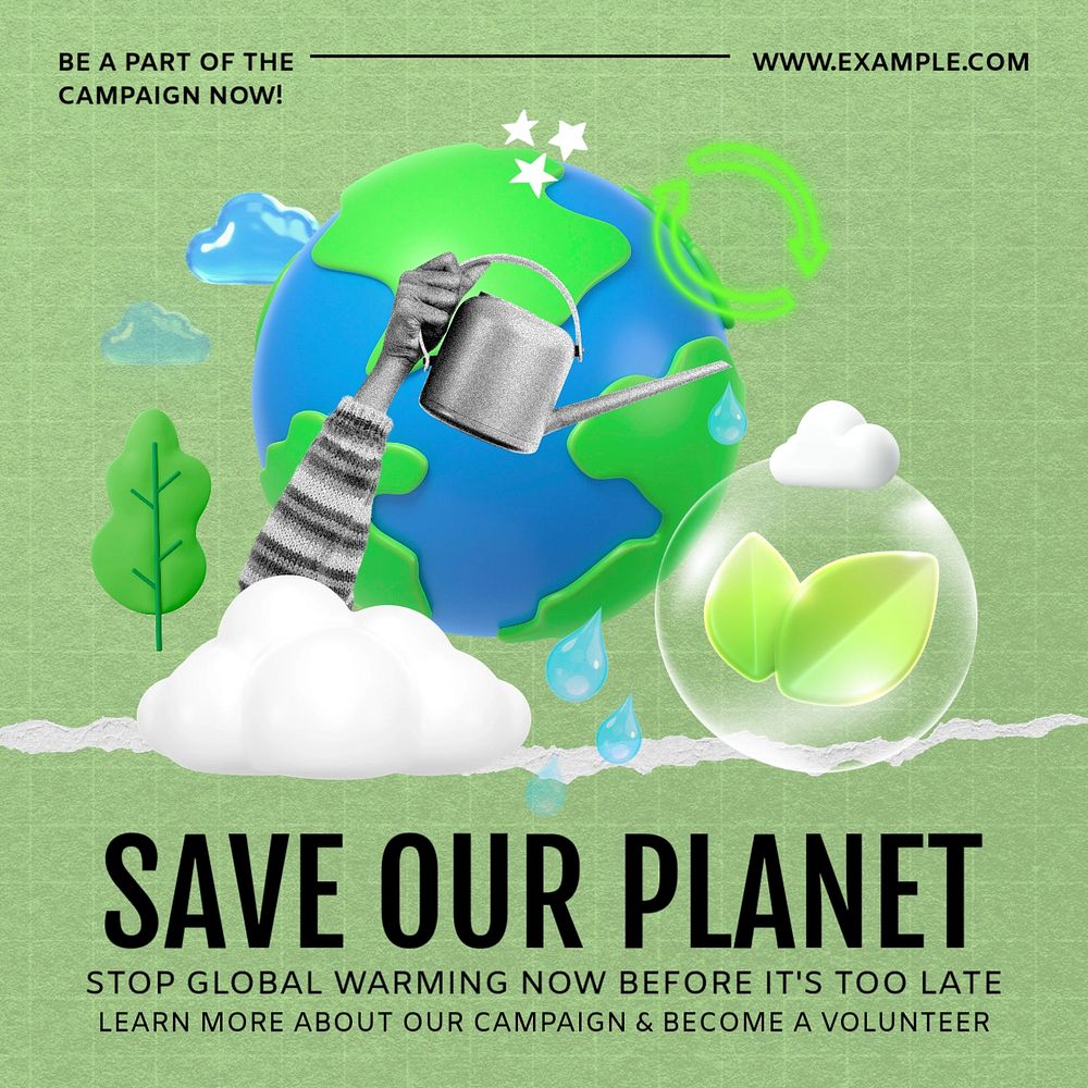 Save our planet environment template, editable design