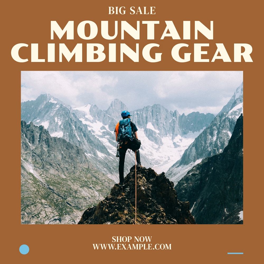 Mountain climbing gear Facebook post template, editable social media ad