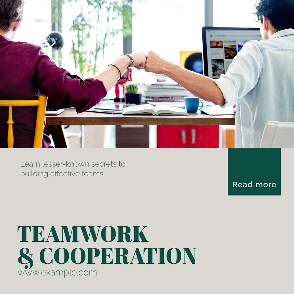 Teamwork & cooperation Facebook post template, editable social media ad