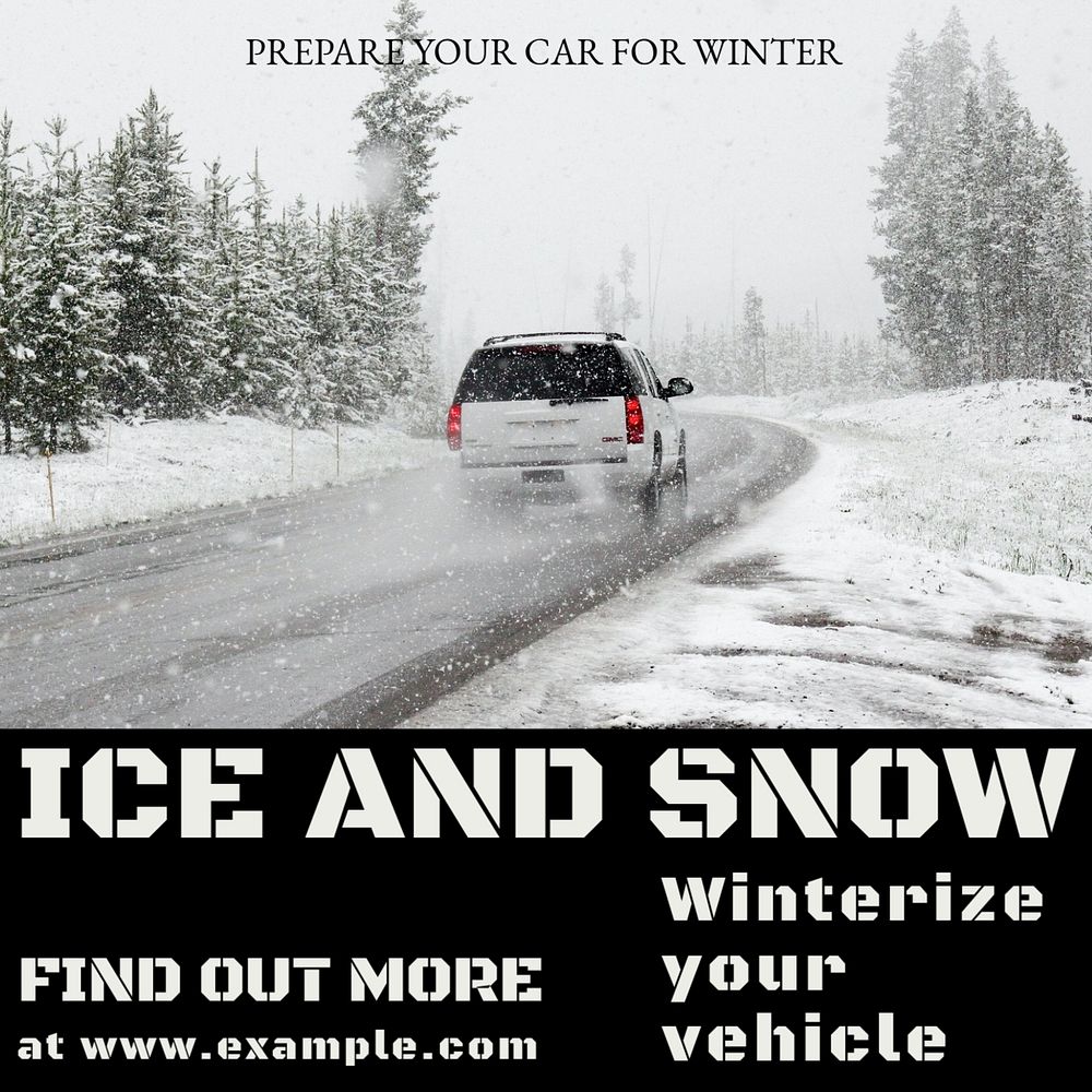 Winter tire driving Facebook post template, editable social media ad