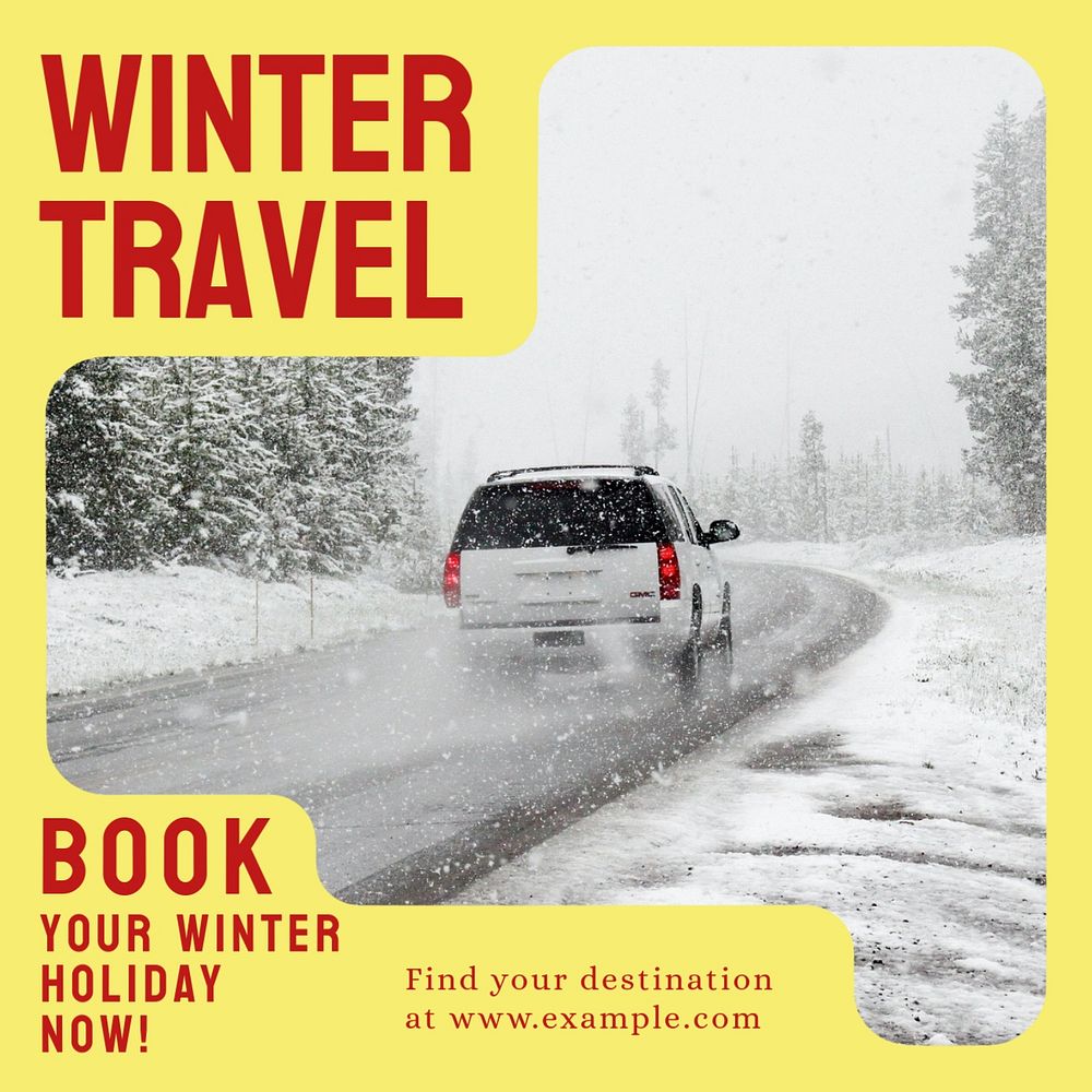 Winter tire driving Facebook post template, editable social media ad