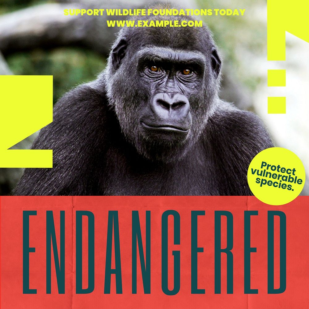 Endangered species Facebook post template, editable social media ad