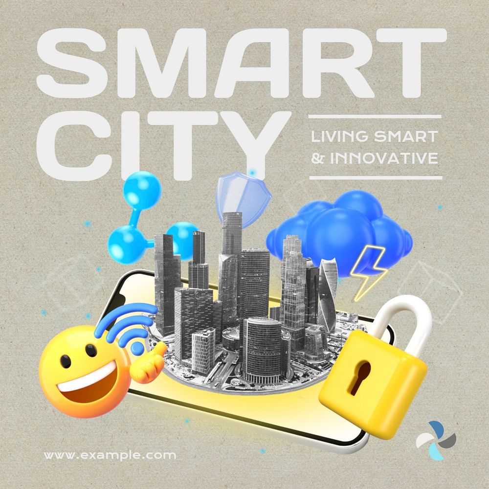 Smart city Instagram post template, editable design