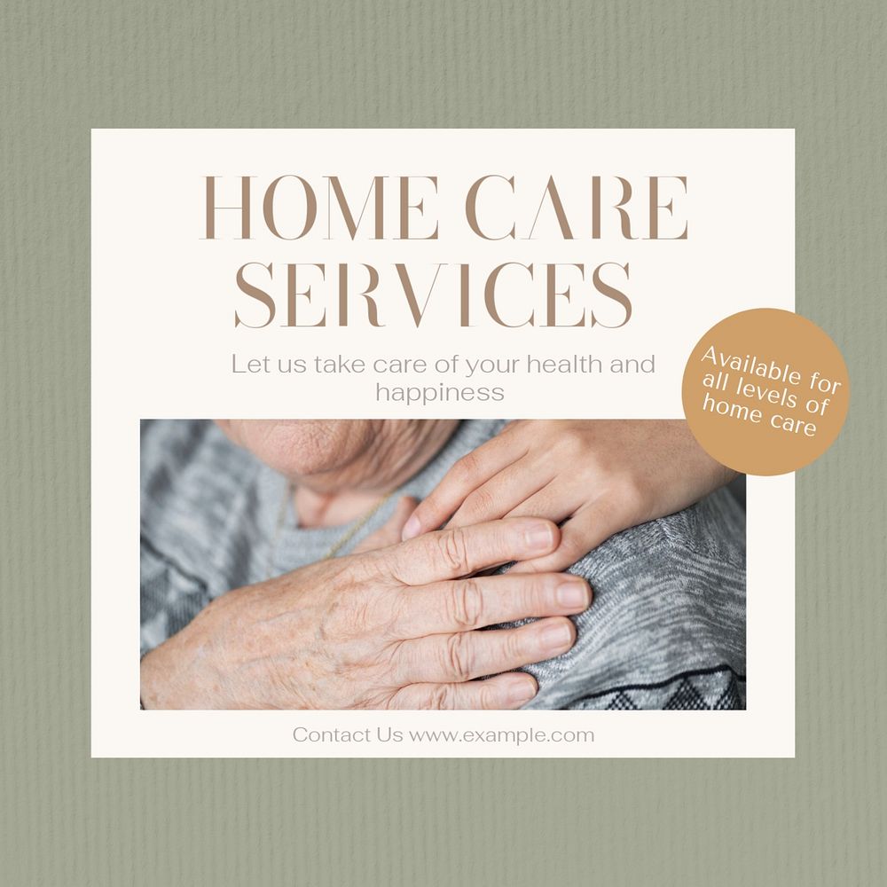 Home care services Facebook post template, editable social media ad