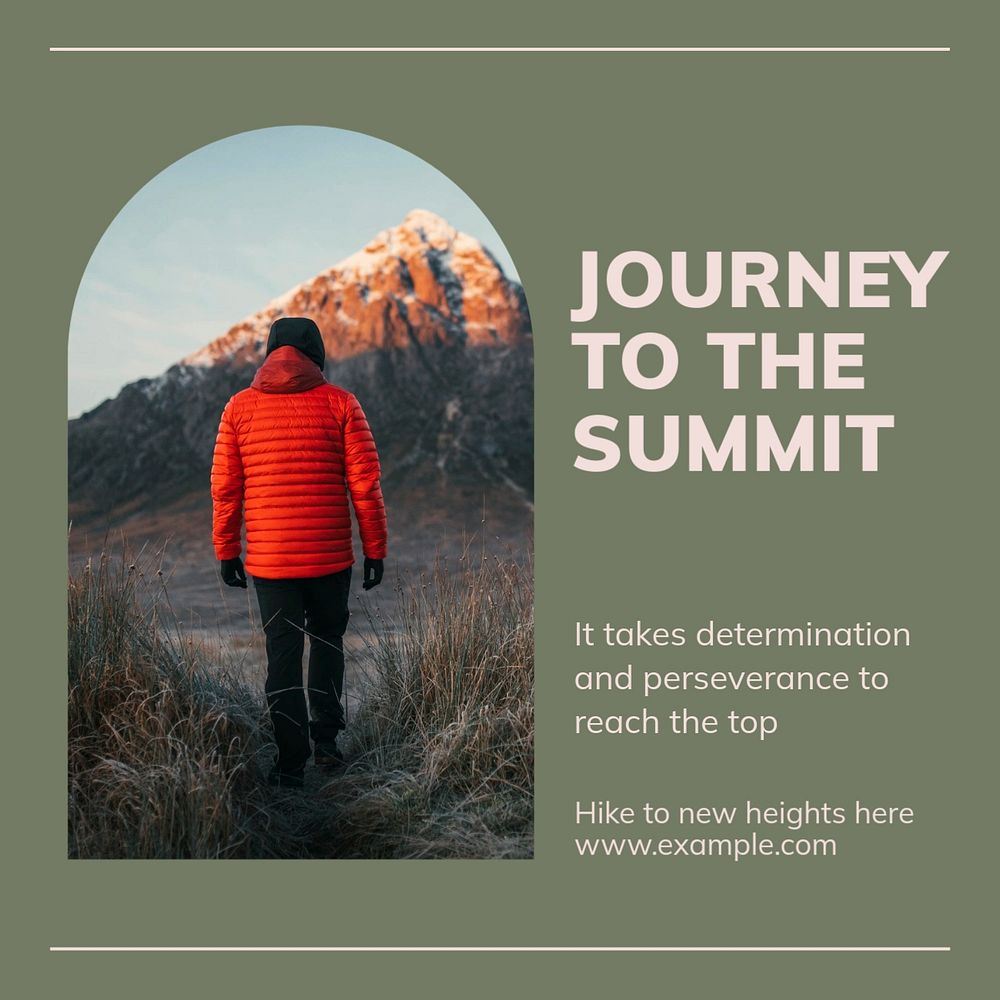 Hiking inspiration goals Facebook post template, editable social media ad