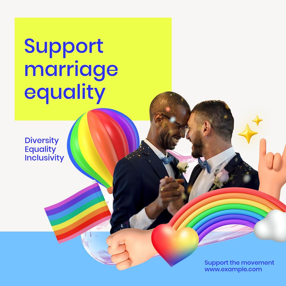 Support marriage equality Instagram post template, editable design