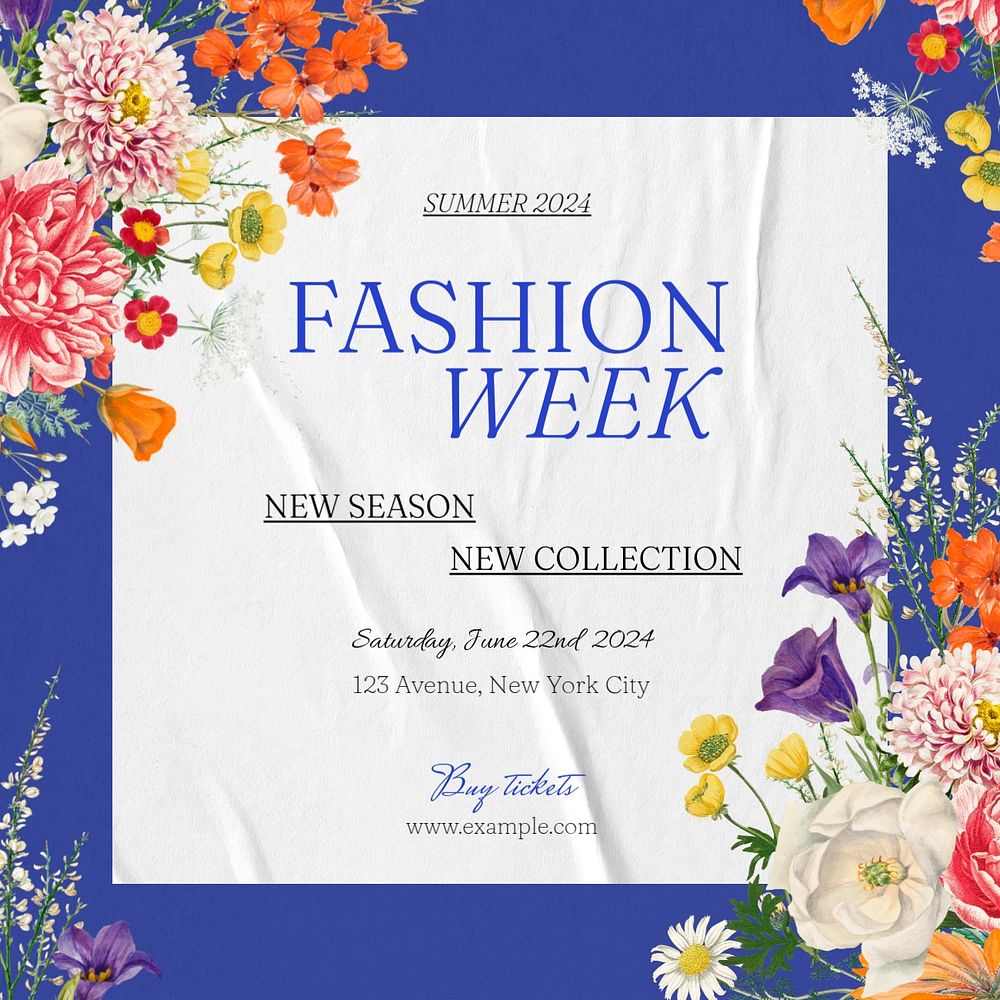 Fashion week Facebook post template, editable design