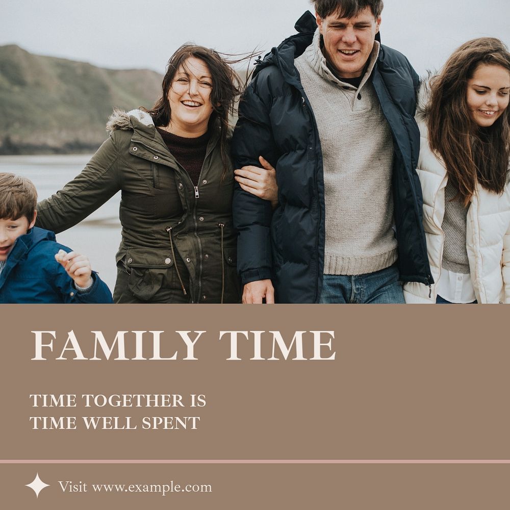 Family time Facebook post template, editable social media ad