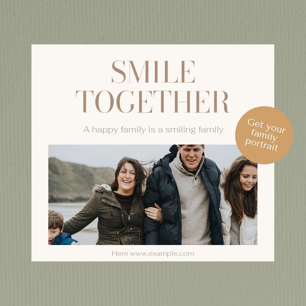 Smile together Facebook post template, editable social media ad