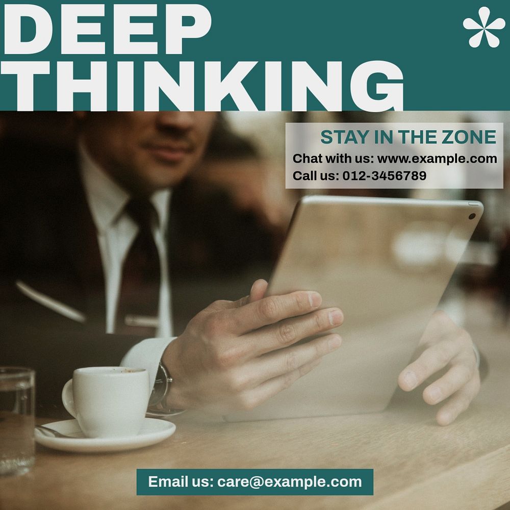 Deep thinking Facebook post template, editable social media ad