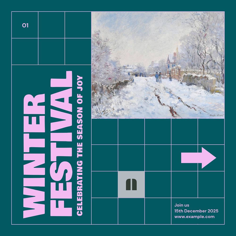 Winter festival Facebook post template, editable social media ad