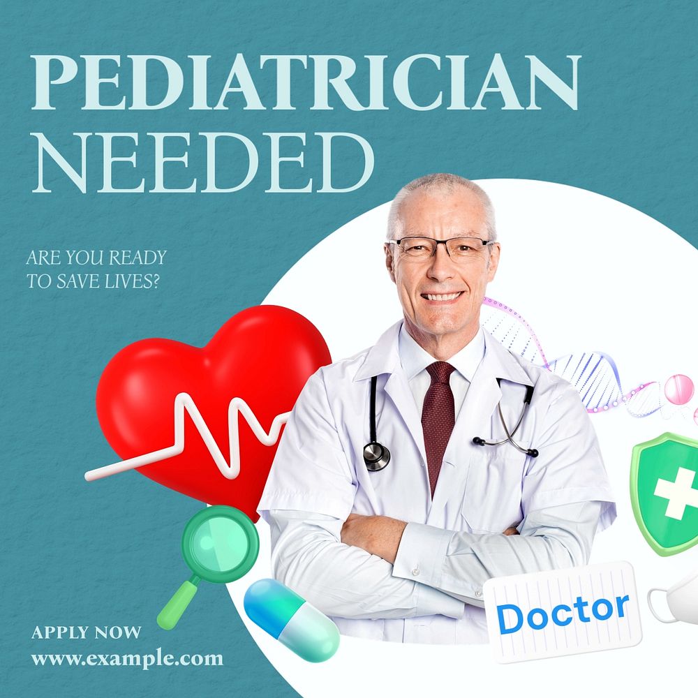 Child doctor Facebook post template, editable design