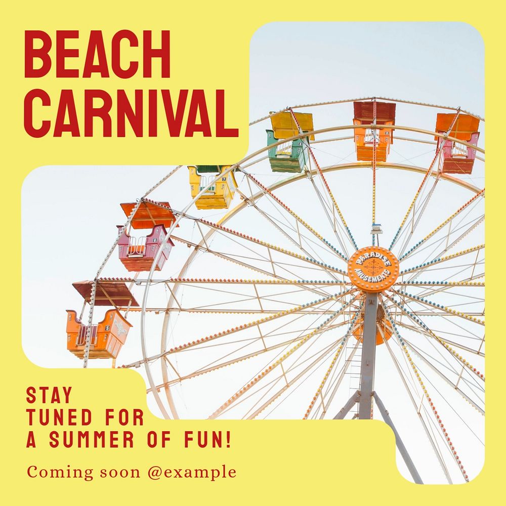 Beach carnival Facebook post template, editable social media ad