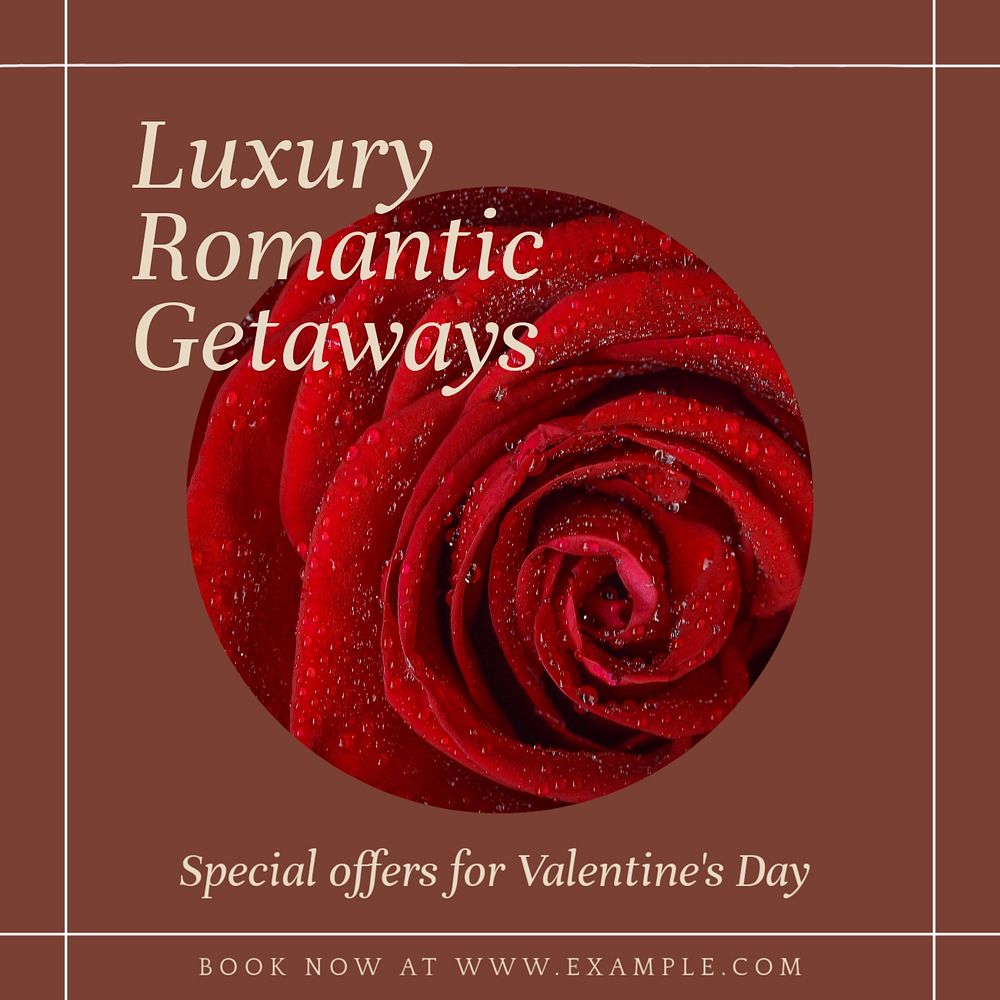 Luxury romantic getaway Facebook post template, editable social media ad