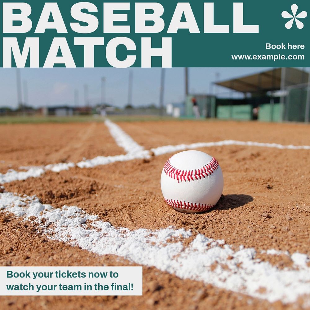 Baseball match Facebook post template, editable social media ad