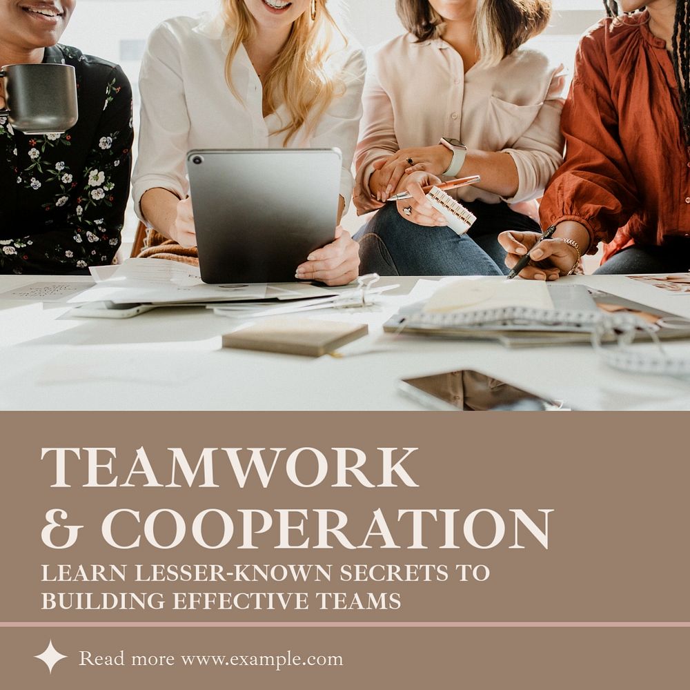 Teamwork & cooperation Facebook post template, editable social media ad