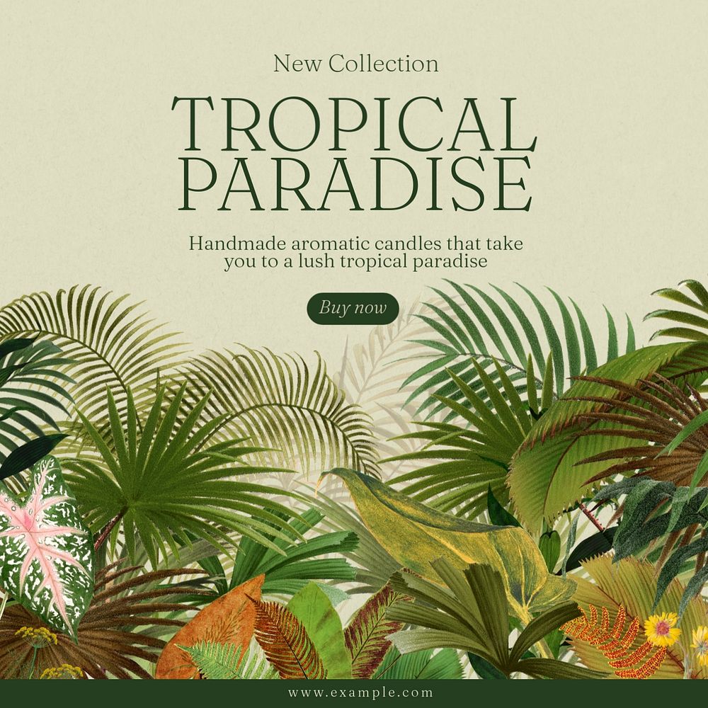 Tropical paradise Instagram post template, editable text