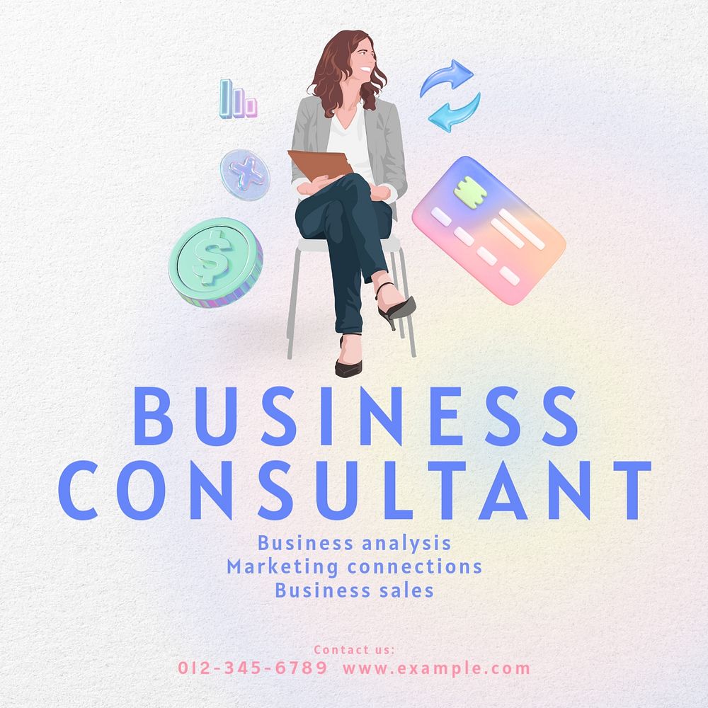 Business consultant Instagram post template, editable text