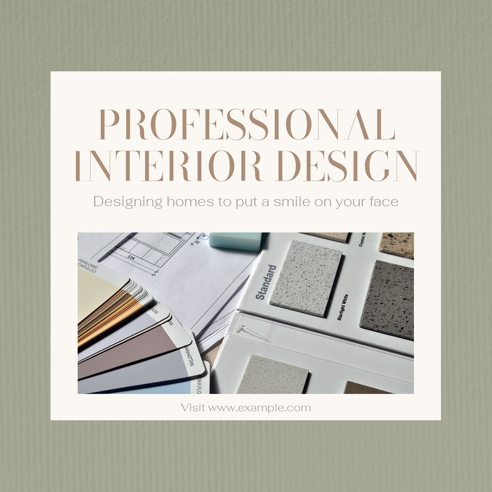 Professional interior design Facebook post template, editable social media ad