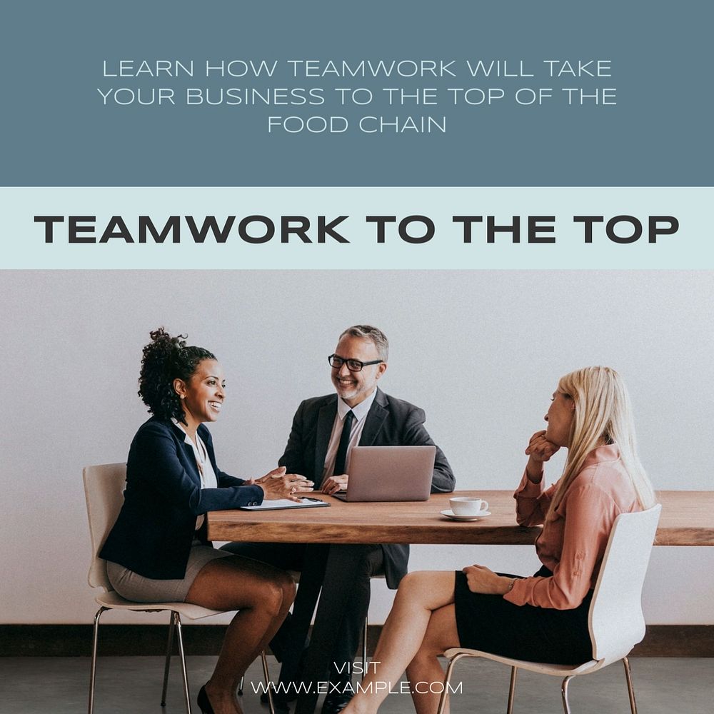 Business teamwork Facebook post template, editable social media ad