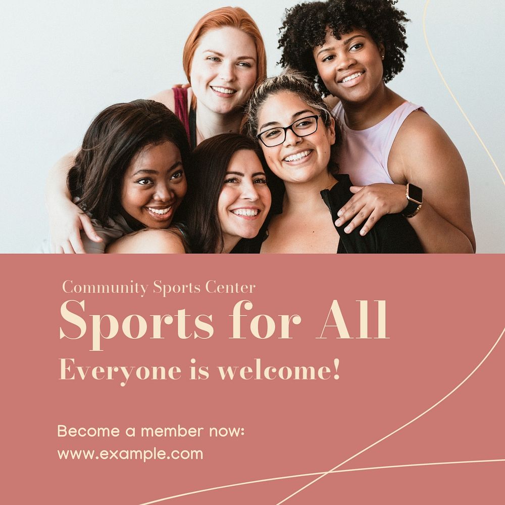 Sports & diversity Facebook post template, editable social media ad